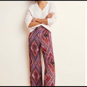 Anthropologie Printed Wide Leg Pants w/ Stripe
